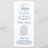 Classic Elegance Navy Blue Script Wedding Ceremony Programmakaart (Voorkant)