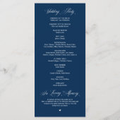 Classic Elegance Navy Blue, Wedding Ceremony Prog Programmakaart (Achterkant)