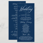 Classic Elegance Navy Blue, Wedding Ceremony Prog Programmakaart (Voorkant / Achterkant)