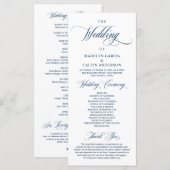 Classic Elegance Navy Blue, Wedding Ceremony Progr Programmakaart (Voorkant / Achterkant)