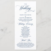 Classic Elegance Navy Blue, Wedding Ceremony Progr Programmakaart (Voorkant)