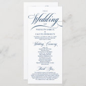 Classic Elegance Navy Blue, Wedding Ceremony Progr Programmakaart (Voorkant / Achterkant)