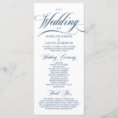 Classic Elegance Navy Blue, Wedding Ceremony Progr Programmakaart (Voorkant)