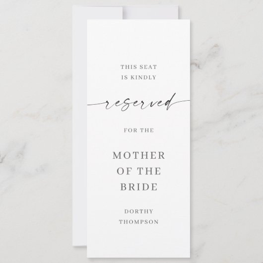 Classic Elegance Reserved Seat Label Sjabloon (Achterkant)
