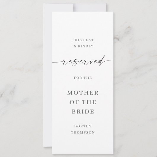 Classic Elegance Reserved Seat Label Sjabloon (Voorkant)