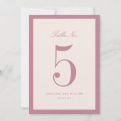Classic Elegance Roze Trouwtafel Nummer Kaart (Voorkant)