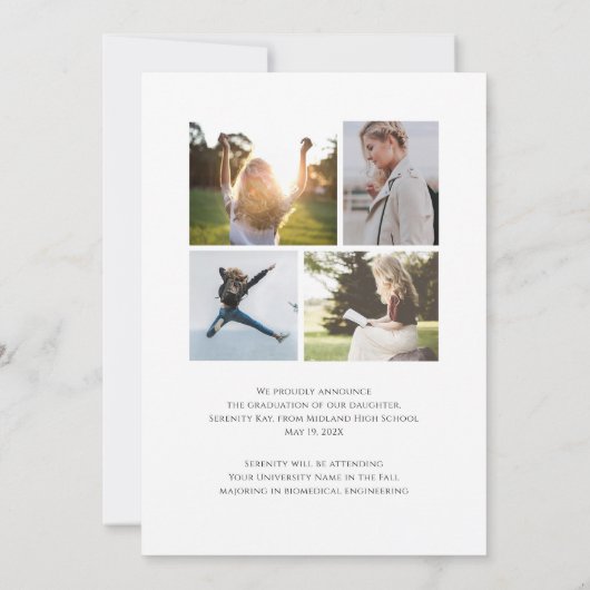 Classic Elegance Script Afstuderen aankondiging (Achterkant)