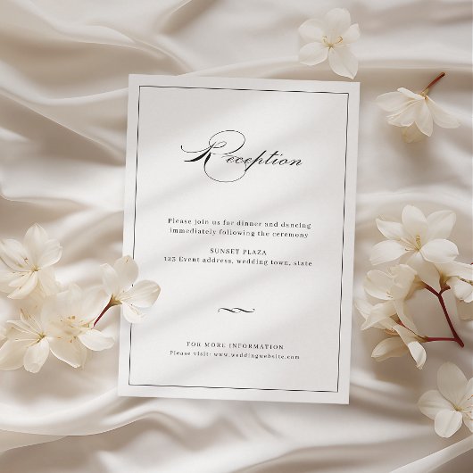 Classic Elegance Script Black Weduwen Reception Informatiekaartje