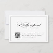 Classic Elegance Script Eenvoudige QR code bruilof RSVP Kaartje (Voorkant)