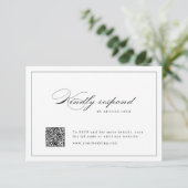 Classic Elegance Script Eenvoudige QR code bruilof RSVP Kaartje (Staand voorkant)