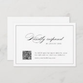 Classic Elegance Script Eenvoudige QR code bruilof RSVP Kaartje (Voorkant / Achterkant)