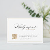 Classic Elegance Script Eenvoudige QR code bruilof RSVP Kaartje (Staand voorkant)