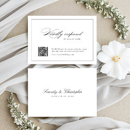 Classic Elegance Script Eenvoudige QR code bruilof RSVP Kaartje