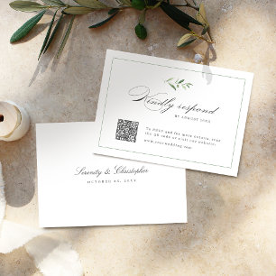 Classic Elegance Script Green bruiloft QR-code RSVP Kaartje