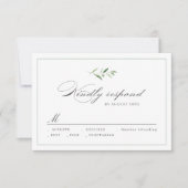 Classic Elegance Script Greenery bruiloft RSVP (Voorkant)