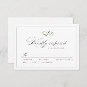 Classic Elegance Script Greenery bruiloft RSVP (Voorkant / Achterkant)