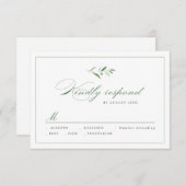 Classic Elegance Script Greenery bruiloft RSVP (Voorkant / Achterkant)