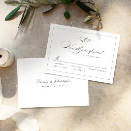 Classic Elegance Script Greenery bruiloft RSVP
