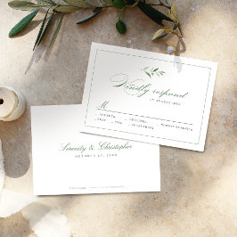 Classic Elegance Script Greenery bruiloft RSVP