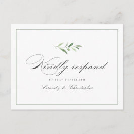 Classic Elegance Script Greenery bruiloft RSVP Inv Uitnodiging Briefkaart