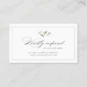 Classic Elegance Script Greenery bruiloft RSVP Plaatskaartje (Voorkant)
