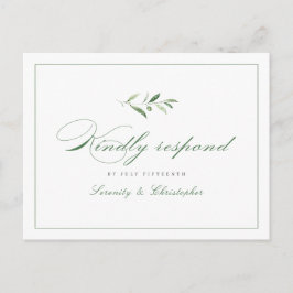 Classic Elegance Script Greenery bruiloft RSVP Uitnodiging Briefkaart