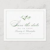 Classic Elegance Script Greenery sla de datum op Aankondigingskaart (Voorkant)