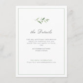 Classic Elegance Script Greenery Wedding Details Informatiekaartje (Voorkant)