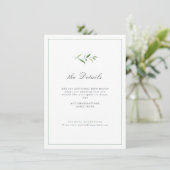 Classic Elegance Script Greenery Wedding Details Informatiekaartje (Staand voorkant)