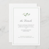Classic Elegance Script Greenery Wedding Details Informatiekaartje (Voorkant / Achterkant)