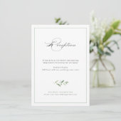 Classic Elegance Script Greenery Wedding Reception Informatiekaartje (Staand voorkant)