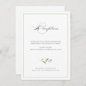 Classic Elegance Script Greenery Wedding Reception Informatiekaartje (Voorkant / Achterkant)