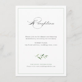 Classic Elegance Script Greenery Wedding Reception Informatiekaartje