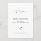 Classic Elegance Script Greenery Wedding Reception Informatiekaartje (Voorkant)