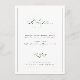 Classic Elegance Script Greenery Wedding Reception Informatiekaartje