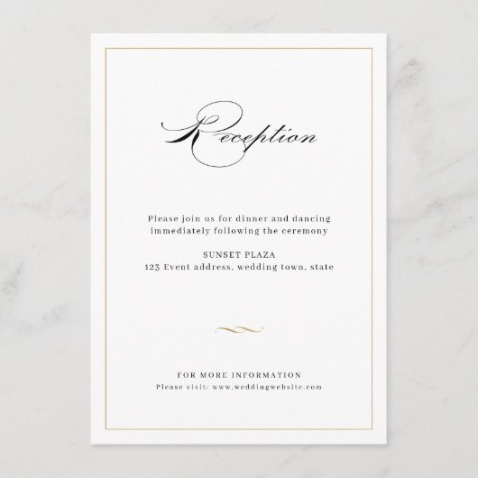 Classic Elegance Script Greenery Wedding Reception Informatiekaartje (Voorkant)