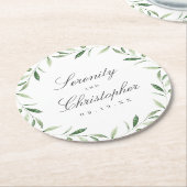 Classic Elegance Script Greenery Wedding Ronde Kartonnen Onderzetter (Gebogen)