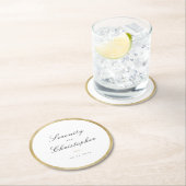 Classic Elegance Script Minimalist Weddenschap Ronde Kartonnen Onderzetter (Insitu)