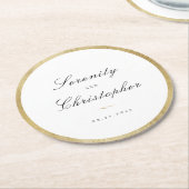 Classic Elegance Script Minimalist Weddenschap Ronde Kartonnen Onderzetter (Gebogen)