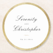 Classic Elegance Script Minimalist Weddenschap Ronde Kartonnen Onderzetter (Voorkant)