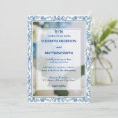 Classic Elegance Script monogram bloem bruiloft Kaart (Staand voorkant)