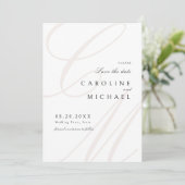 Classic Elegance Script Monogram Sla de datum op Save The Date (Staand voorkant)