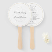 Classic Elegance Script Monogram Weddenschap Progr Handwaaier (Voorkant en achterkant)