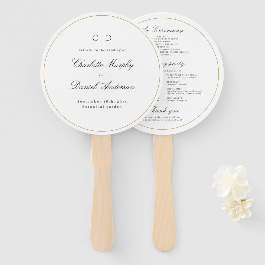 Classic Elegance Script Monogram Weddenschap Progr Handwaaier (Voorkant en achterkant)