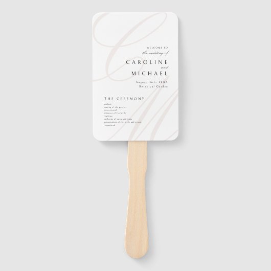 Classic Elegance Script Monogram Weddenschap Progr Handwaaier (Voorkant)