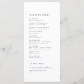 Classic Elegance Script Monogram Weddenschap Progr Menu (Achterkant)