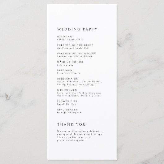 Classic Elegance Script Monogram Weddenschap Progr Menu (Achterkant)