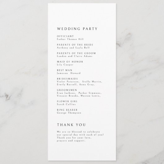 Classic Elegance Script Monogram Weddenschap Progr Menu (Achterkant)