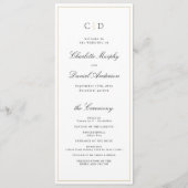 Classic Elegance Script Monogram Weddenschap Progr Menu (Voorkant)