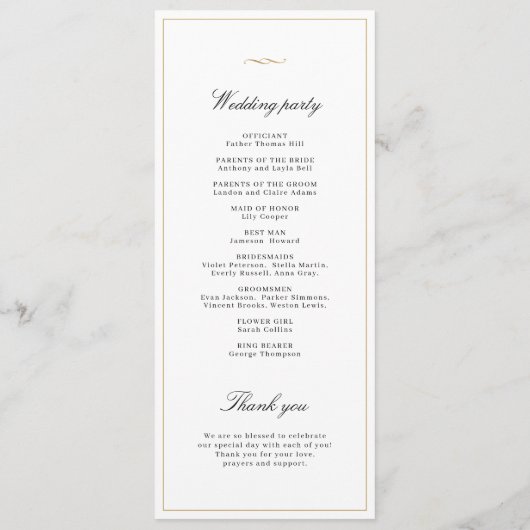 Classic Elegance Script Monogram Weddenschap Progr Menu (Achterkant)